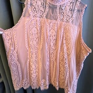 Eve Lace Trim Sleeveless Camisole — Blush Pink